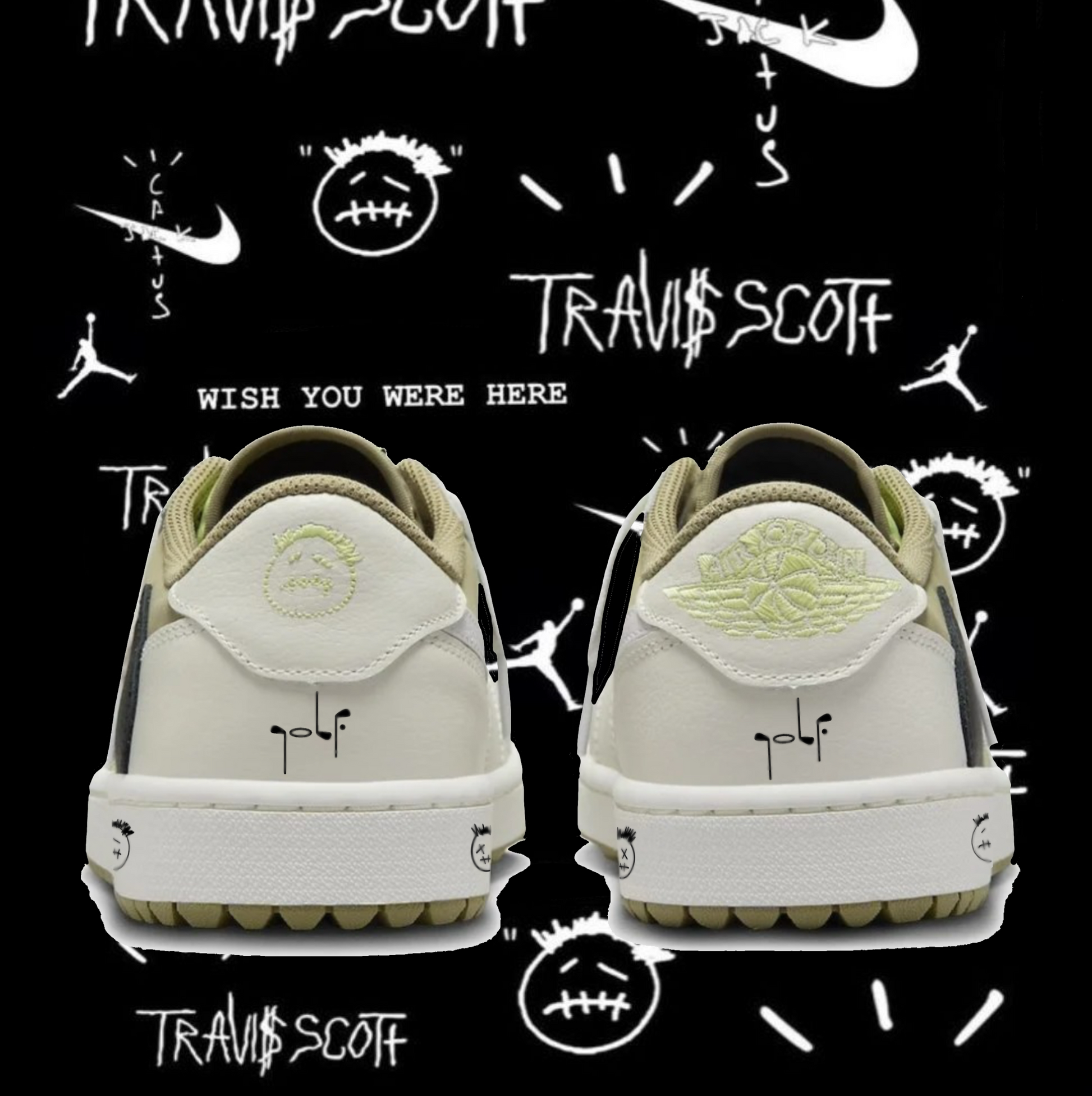 Air Jordan 1 Low Golf Travis Scott Custom Paint Sneakers
