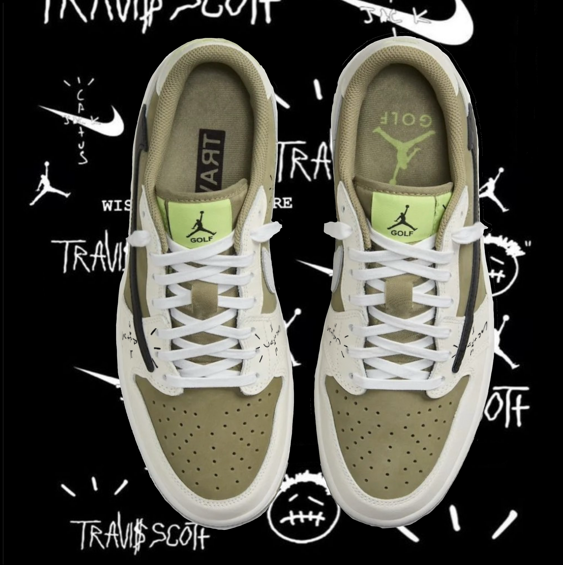 Air Jordan 1 Low Golf Travis Scott Custom Paint Sneakers