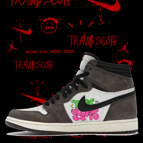 Air Jordan 1 High Travis Scott Custom Paint Sneakers