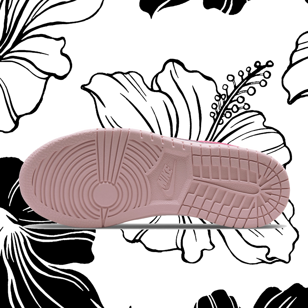 SB Dunk Low Triple Pink Hibiscus Custom Paint Leather Sneakers