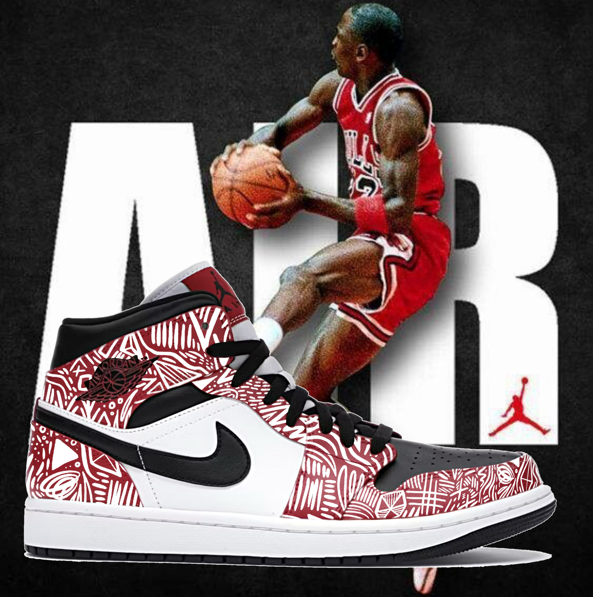 Air Jordan 1 Mid Chicago Custom Paint Sneakers