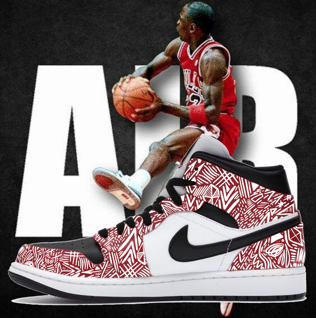 Air Jordan 1 Mid Chicago Custom Paint Sneakers