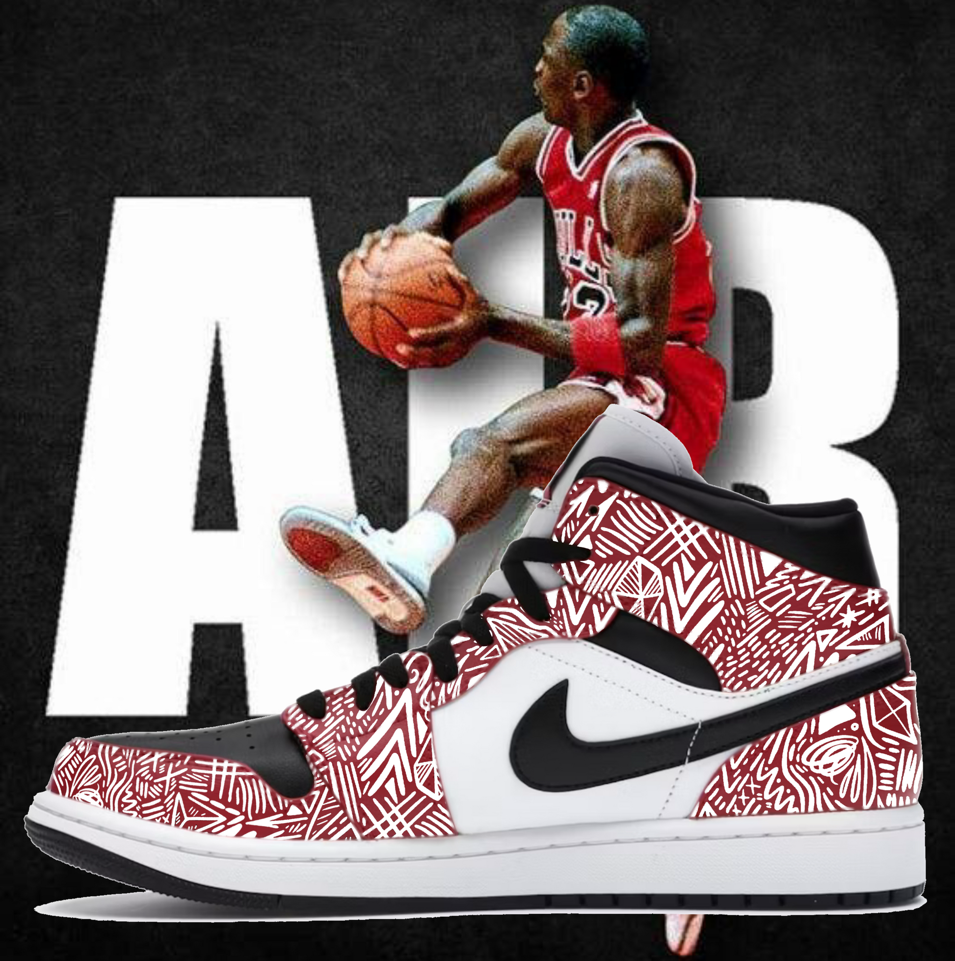 Air Jordan 1 Mid Chicago Custom Paint Sneakers