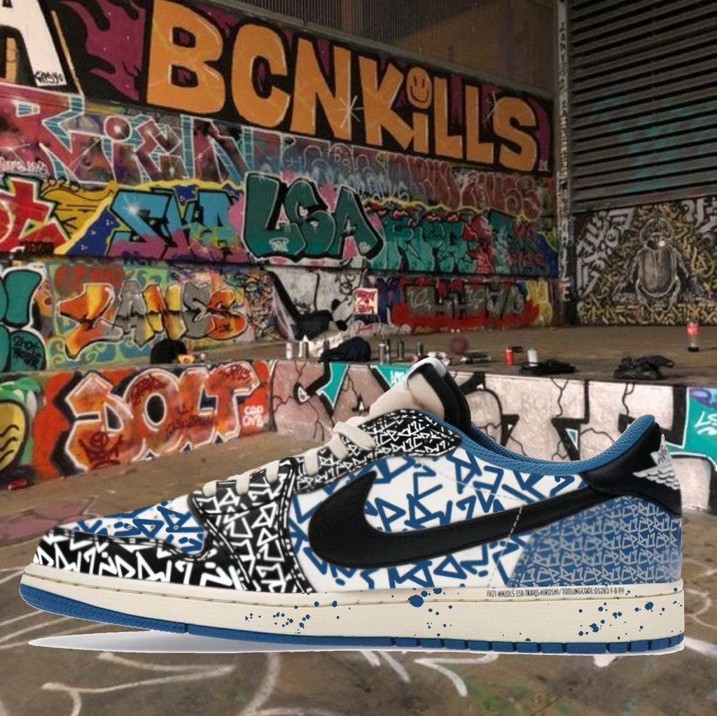 Air Jordan 1 Fragment × Travis Scott  Graffiti Custom Paint Sneakers