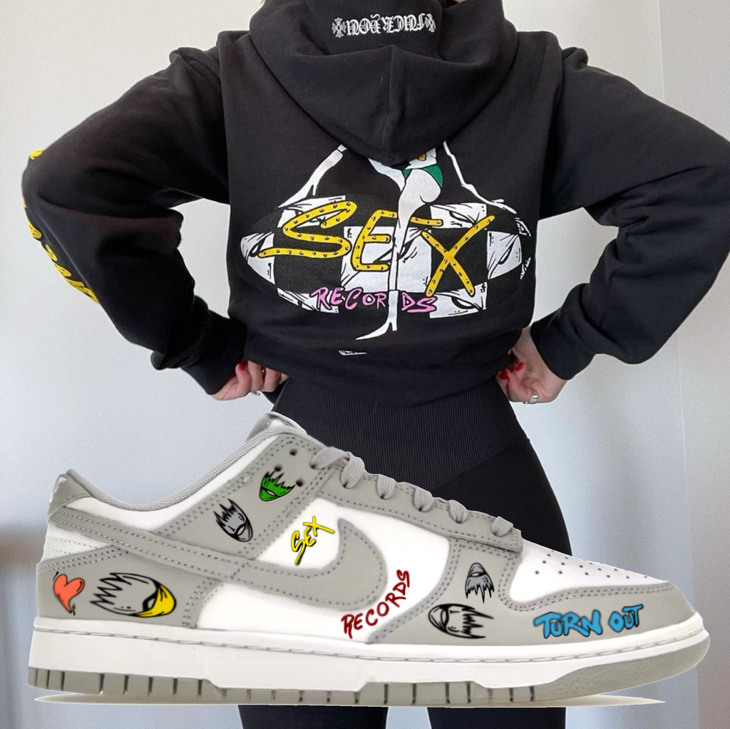 SB Dunk Low Gray Frog Base Sex Record Custom Paint Sneakers