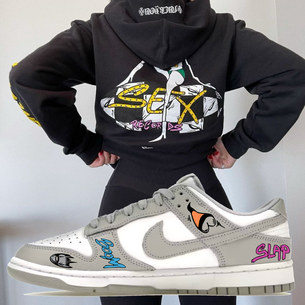 SB Dunk Low Gray Frog Base Sex Record Custom Paint Sneakers