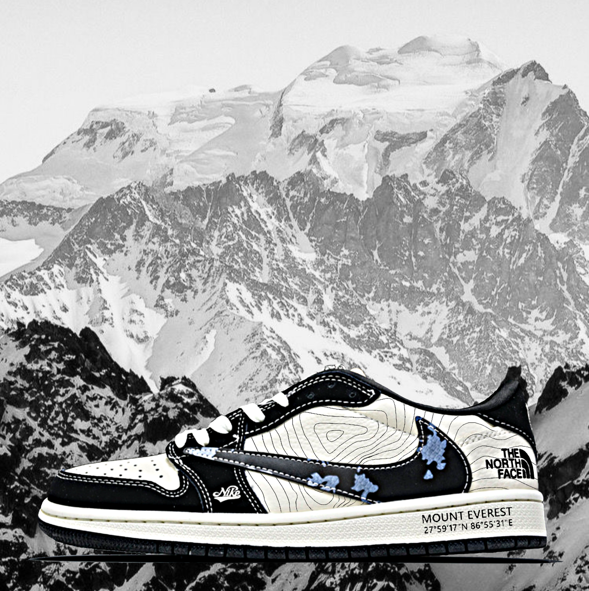 SB Dunk Low × Travis Scott The North Face Custom Paint Sneakers Everest