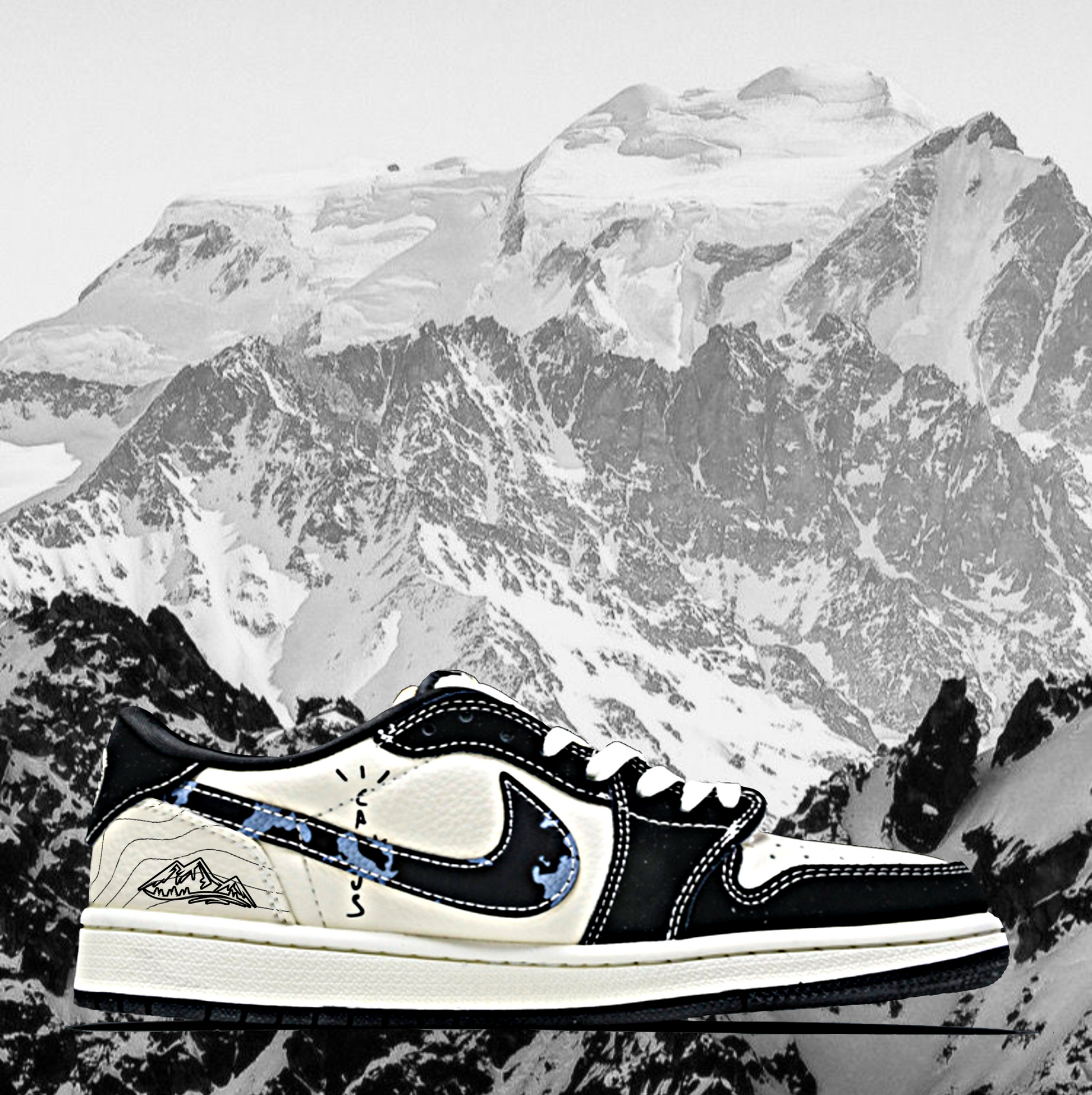 SB Dunk Low × Travis Scott The North Face Custom Paint Sneakers Everest