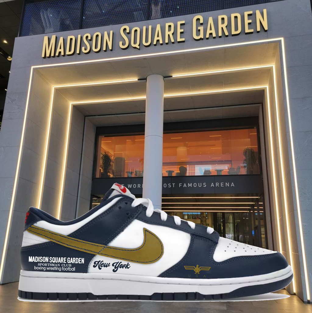 SB Dunk Low Valerian Blue Base Madison Square Garden Design Custom Paint Sneakers