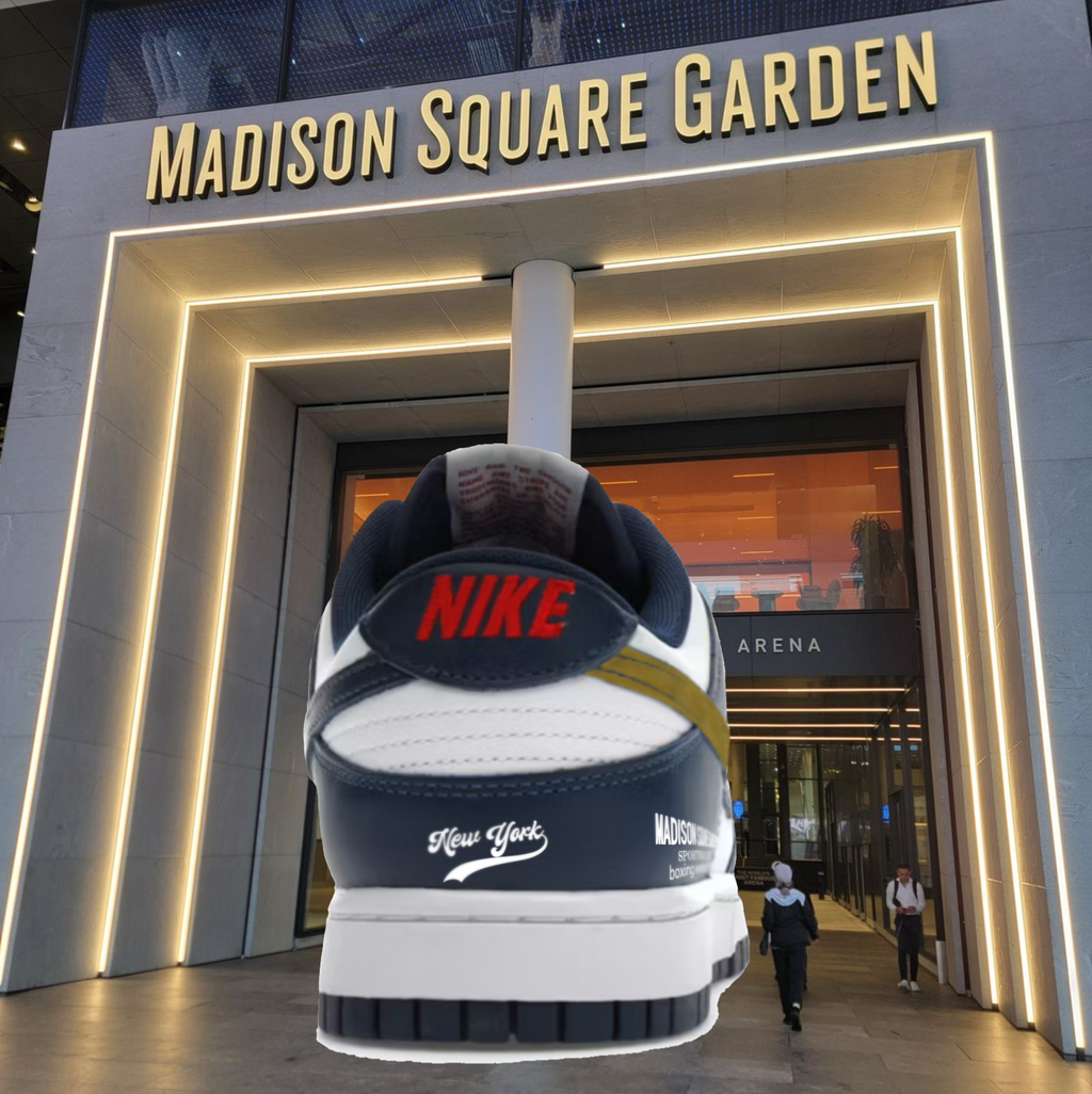 SB Dunk Low Valerian Blue Base Madison Square Garden Design Custom Paint Sneakers